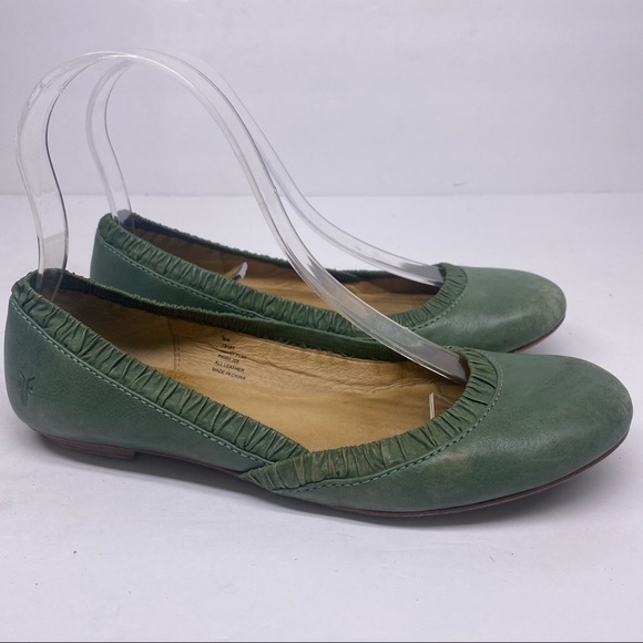 Frye Molly Green Piping Leather Flats - Picture 1 of 6